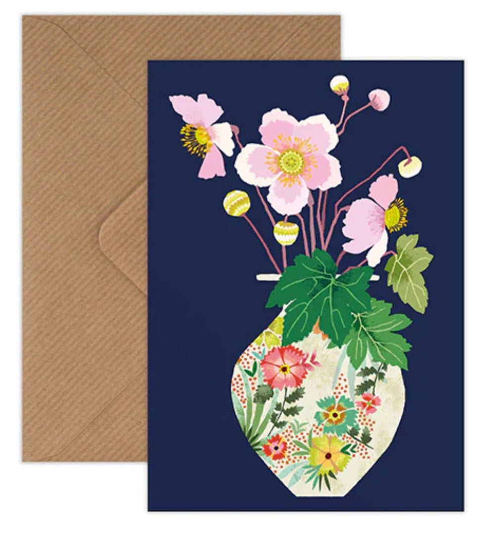 Japanese Anemones Greetings Card