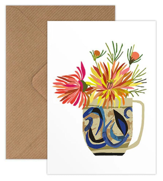 Dahlias Greetings Card